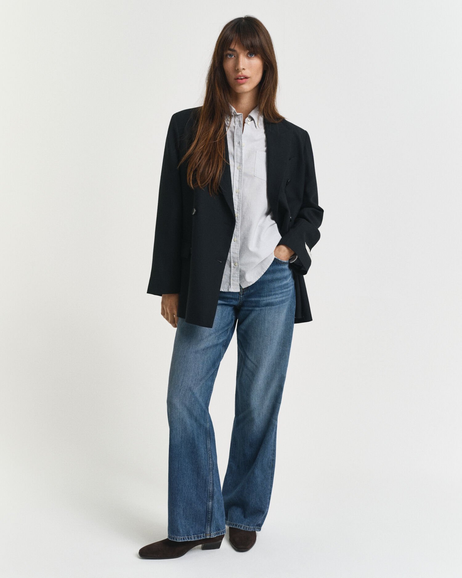 Regular fit klassisk stribet Oxford-skjorte