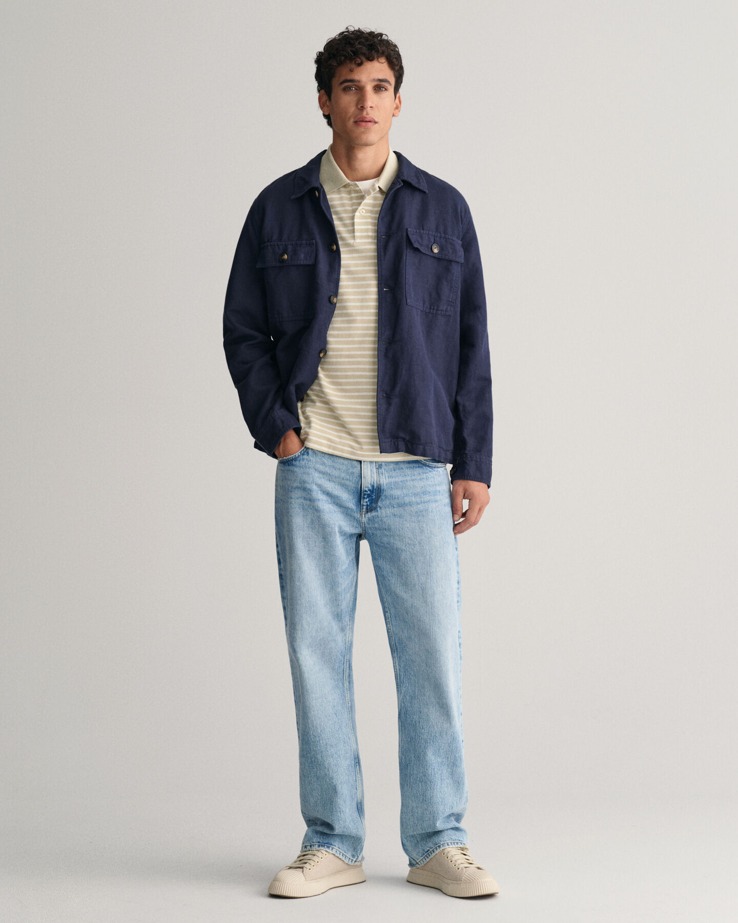 Stribet piqué poloskjorte