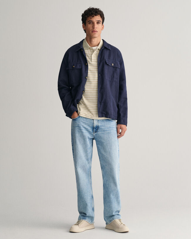 Stribet piqué poloskjorte