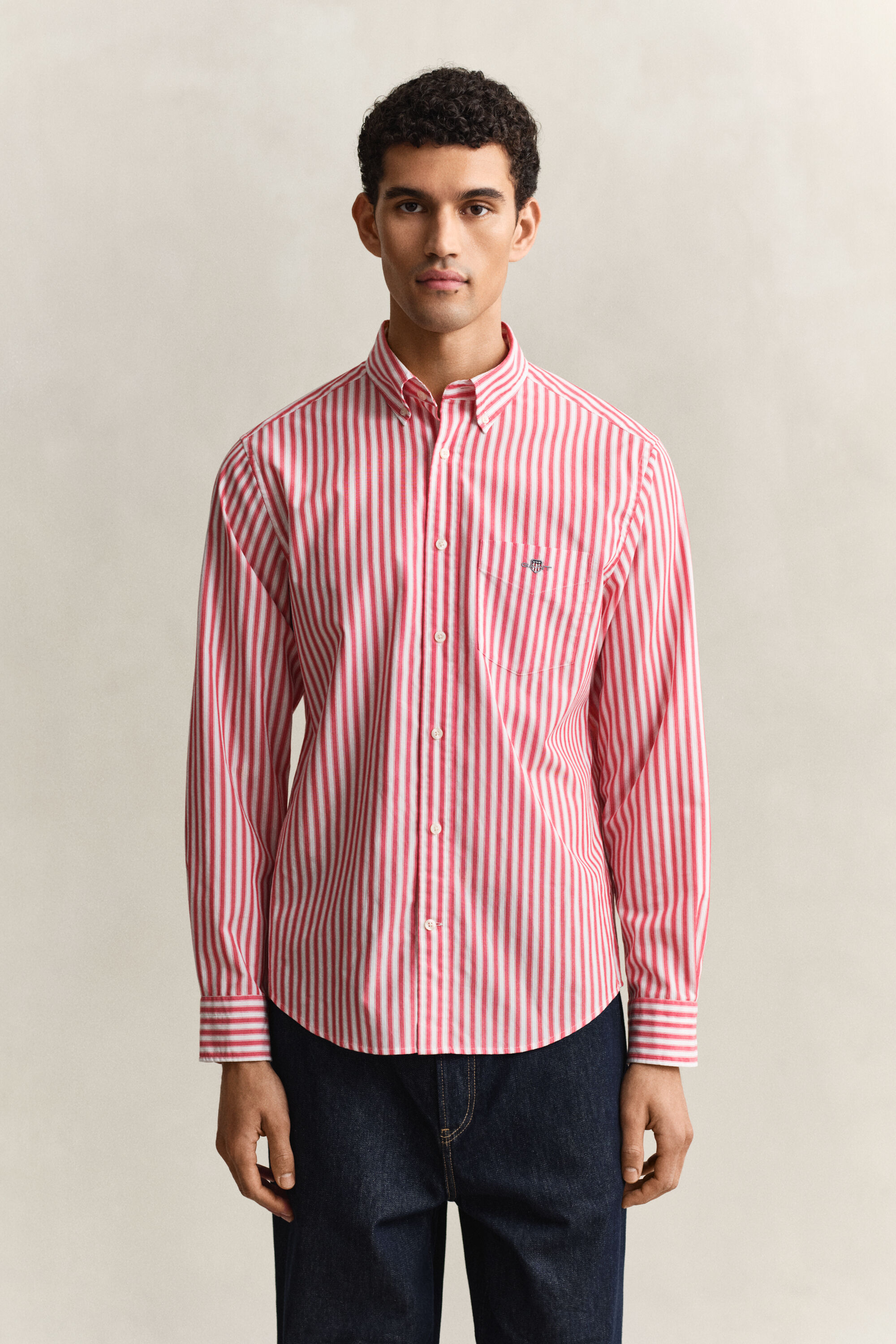 Stribet klassisk poplin-skjorte