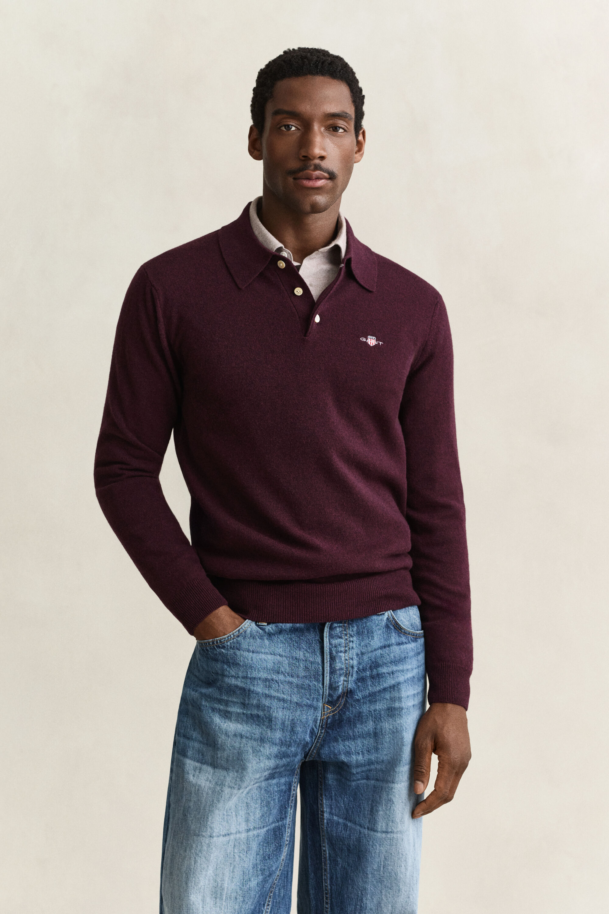 Polosweater af ekstra fin lammeuld