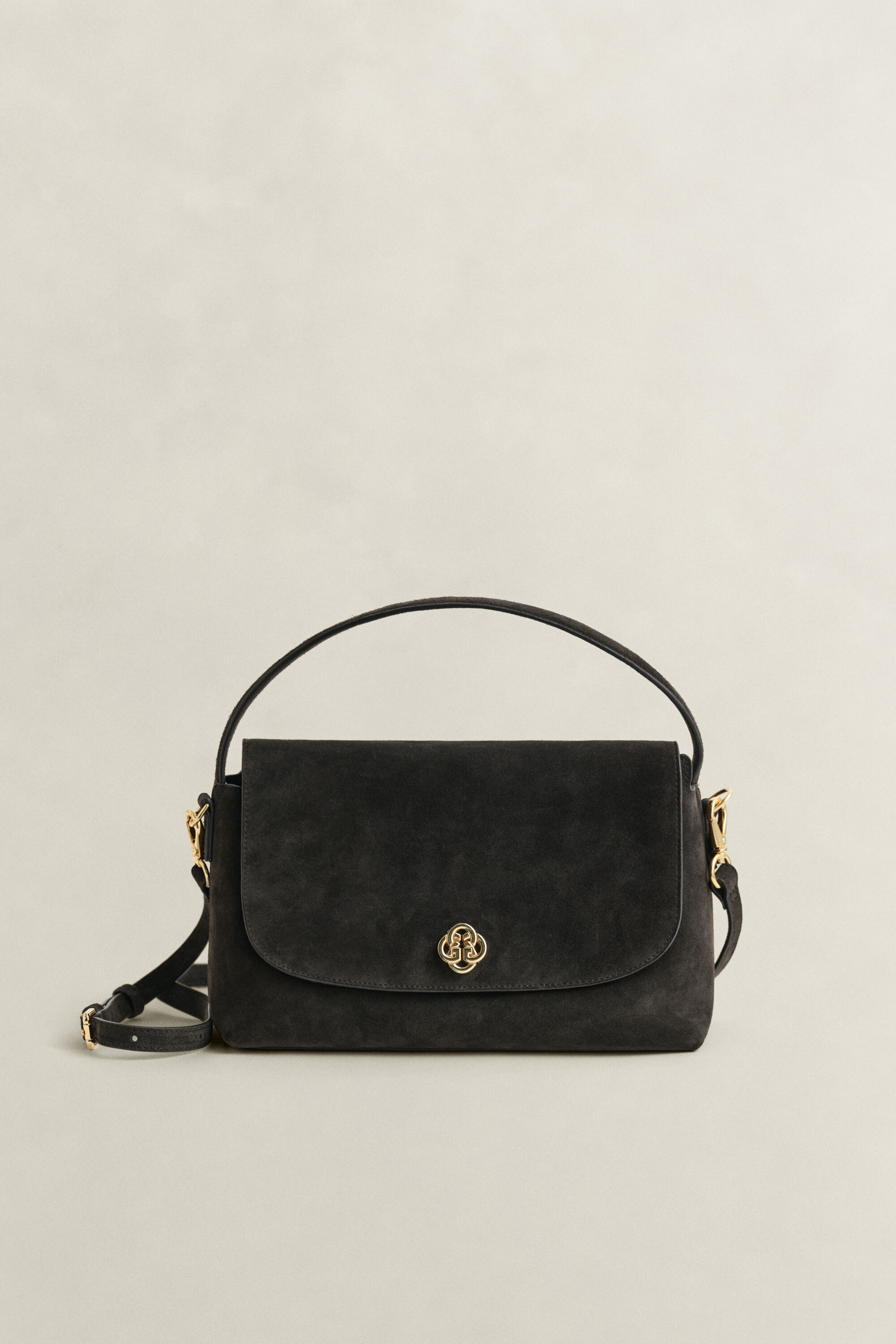 Slouchy skuldertaske i ruskind
