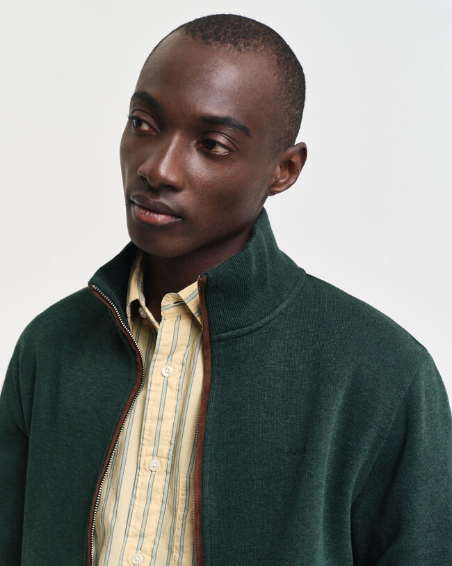 Sacker rib cardigan med lynlås