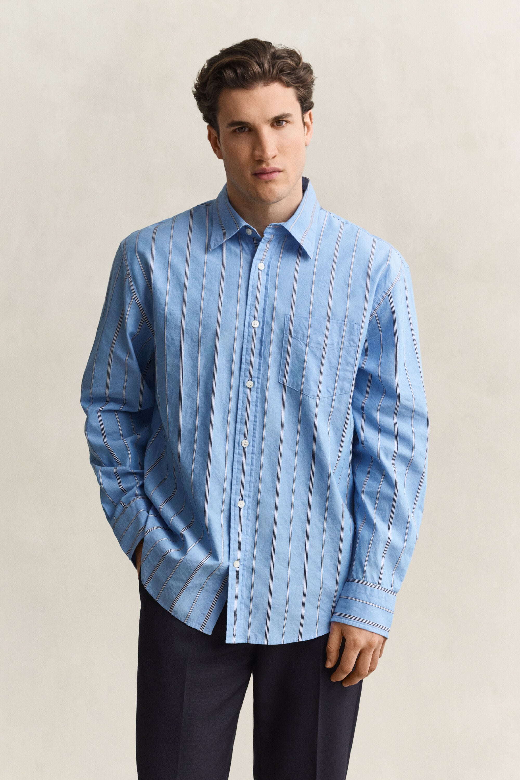 Relaxed fit dobby-stribet skjorte