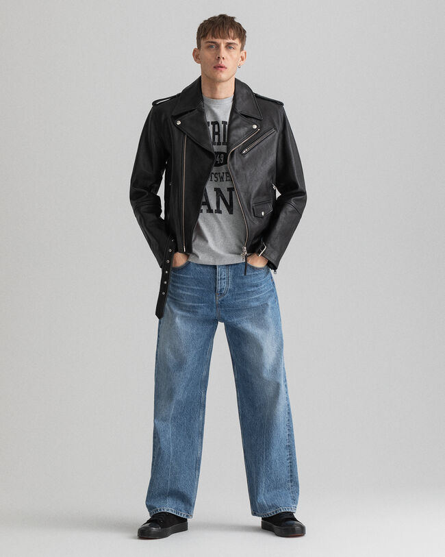 Bikerjakke af læder