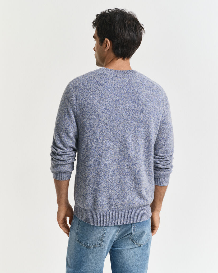 Sweater med crewneck i mouliné uldblanding