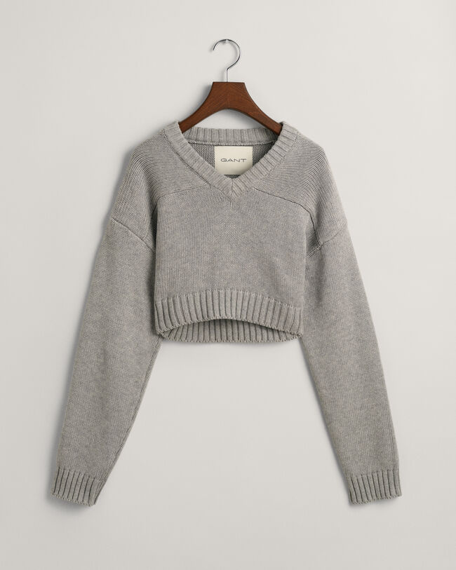 Kort sweater med V-hals