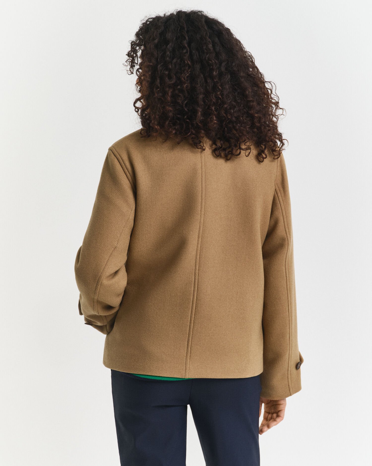 Kort bilfrakke i uldblanding