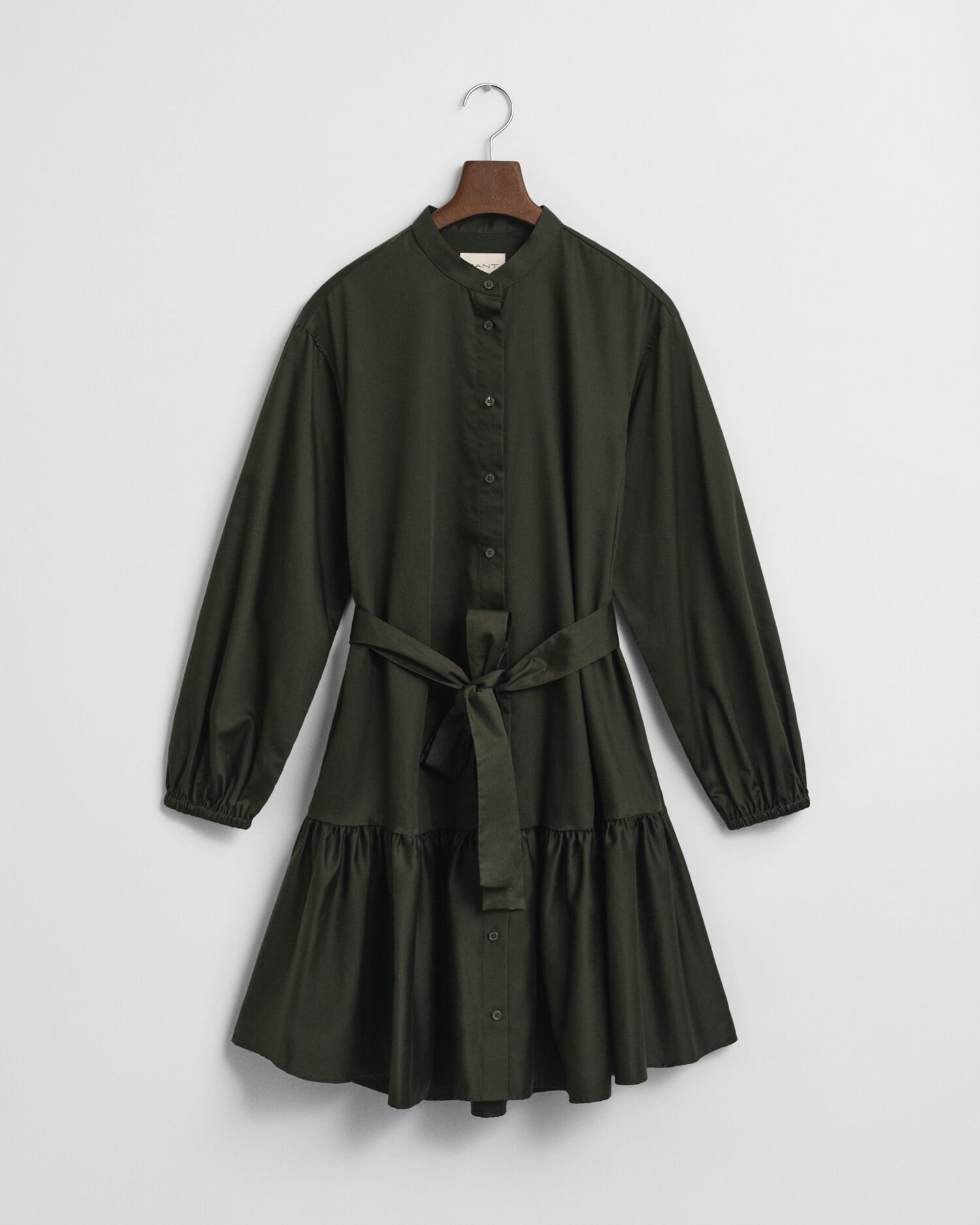 Kjole i bomuldssatin med lange ærmer