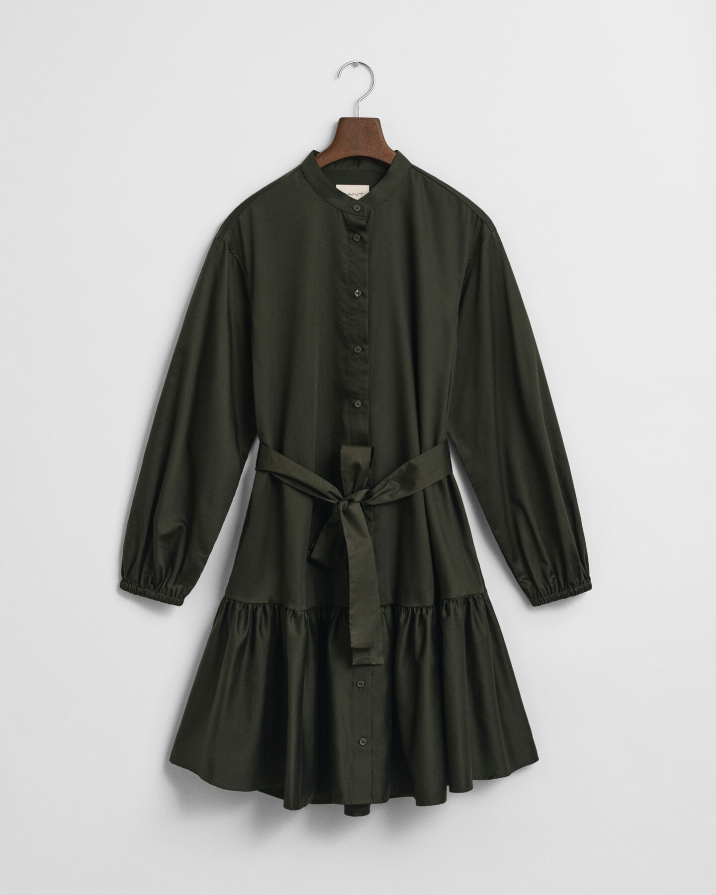 Kjole i bomuldssatin med lange ærmer