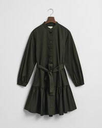 Kjole i bomuldssatin med lange ærmer