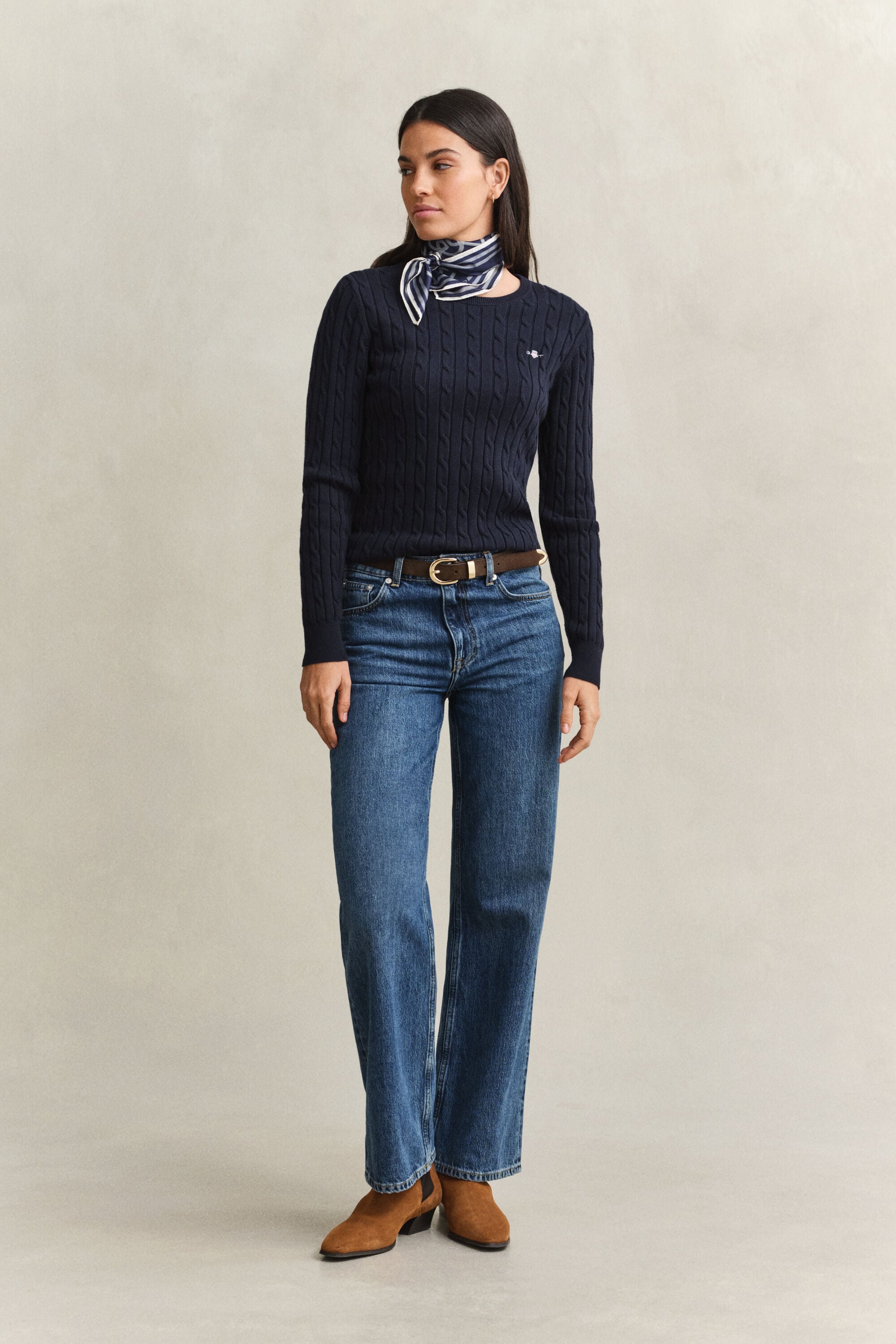 Classic sweater med kabelstrik