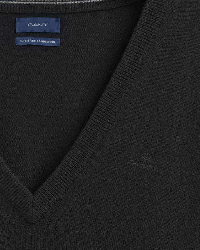 Sweater med V-hals af ekstra fin lammeuld