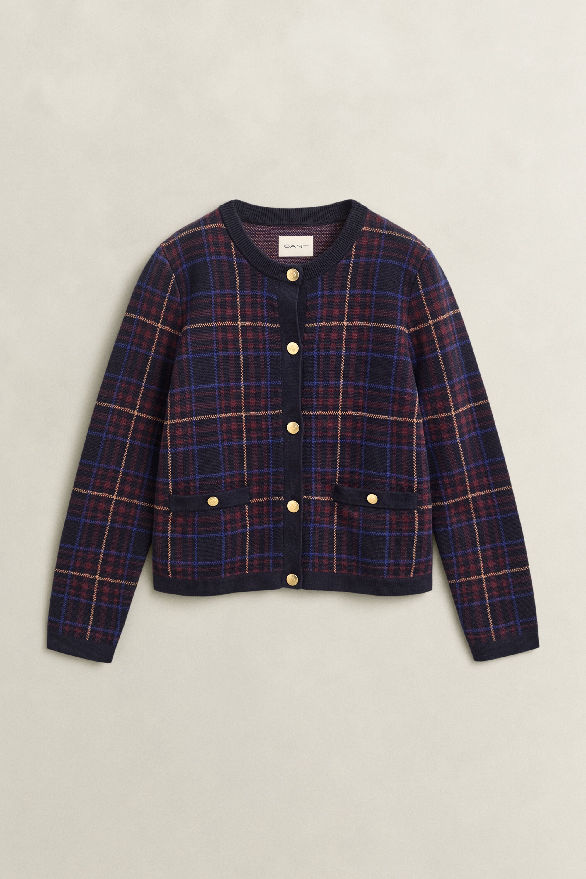 Strikket ternet cardigan