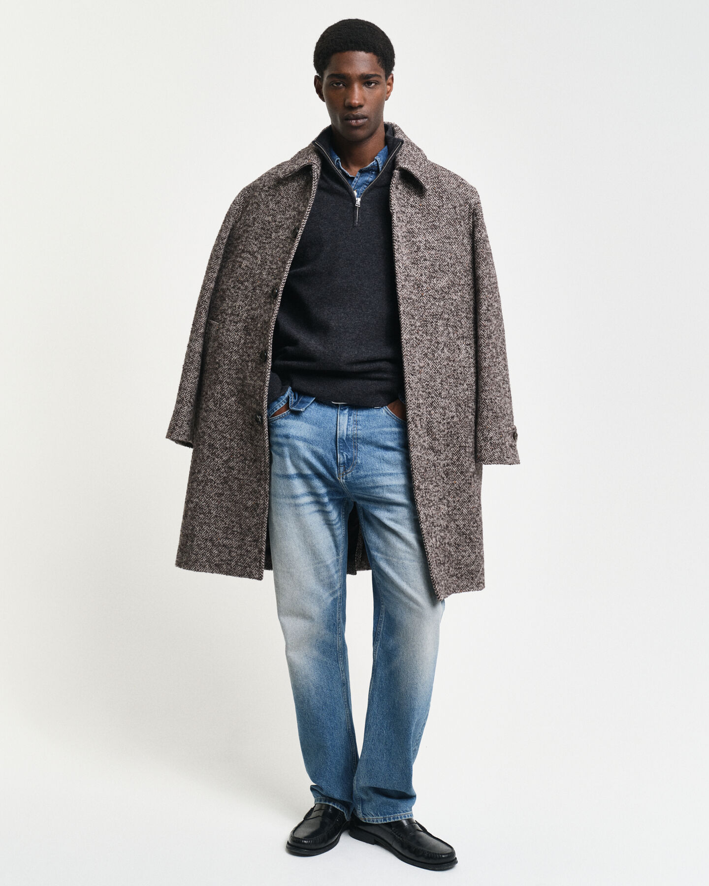 Sweater af ekstra fin lammeuld med halv lynl&aring;s