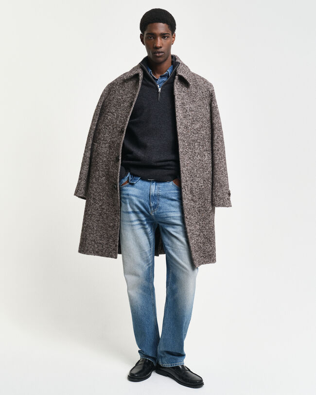 Sweater af ekstra fin lammeuld med halv lynl&aring;s