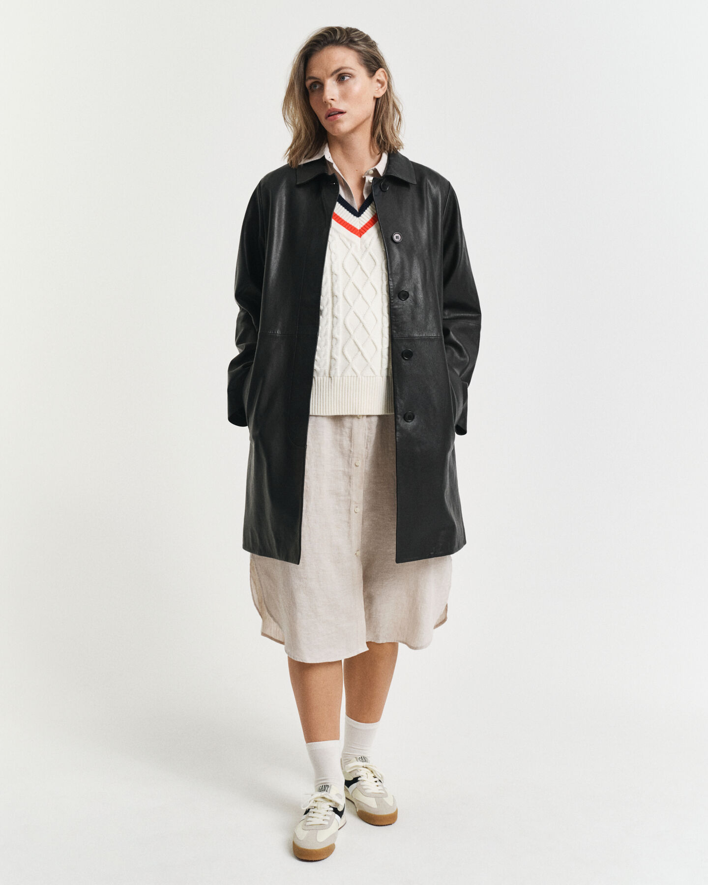 Skjortekjole af h&oslash;r med korte &aelig;rmer