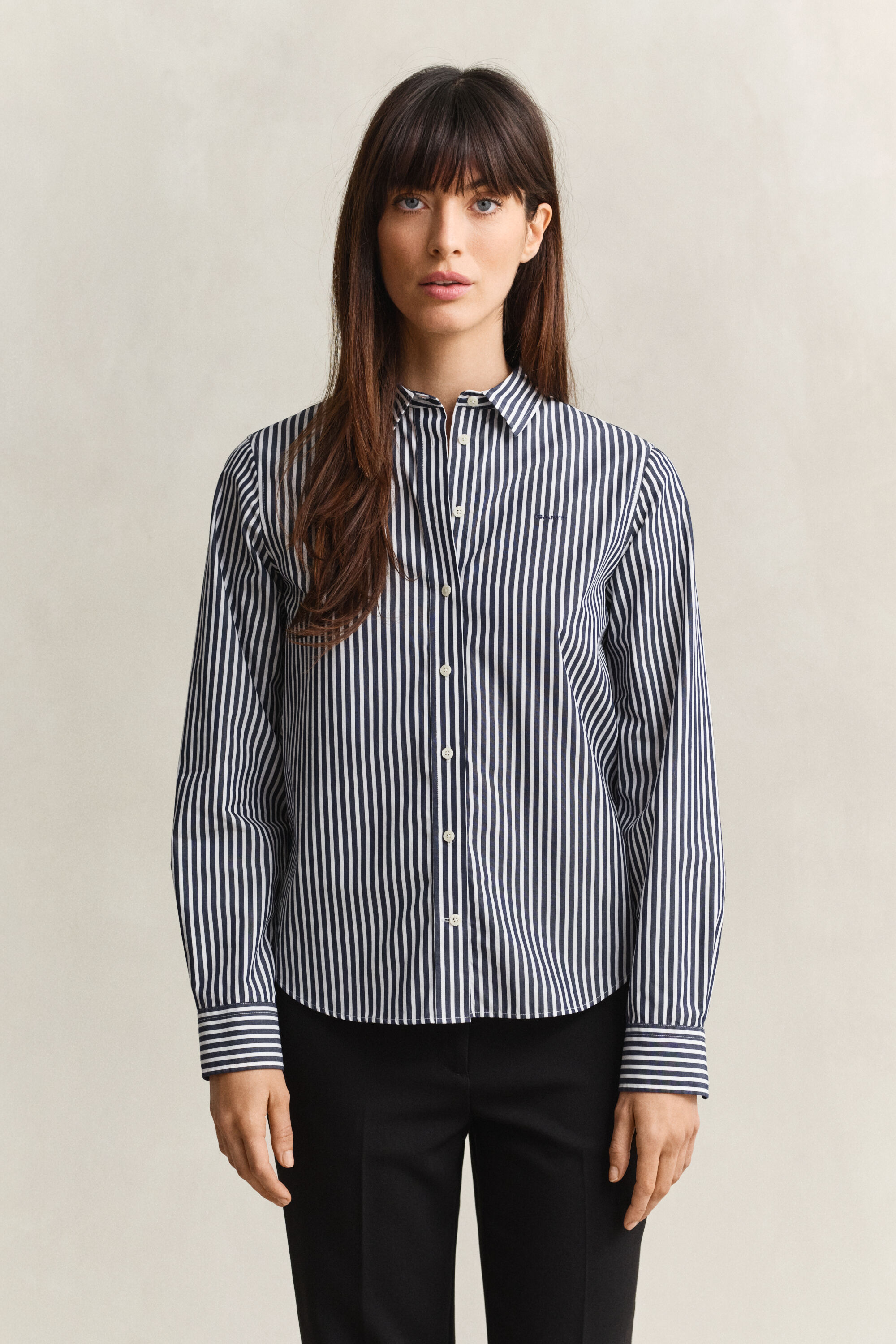 Regular fit stribet klassisk poplin-skjorte