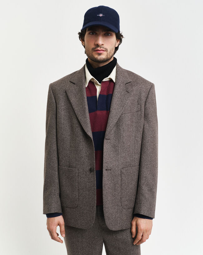 Relaxed fit jakkes&aelig;t-blazer i moulin&eacute;-uld