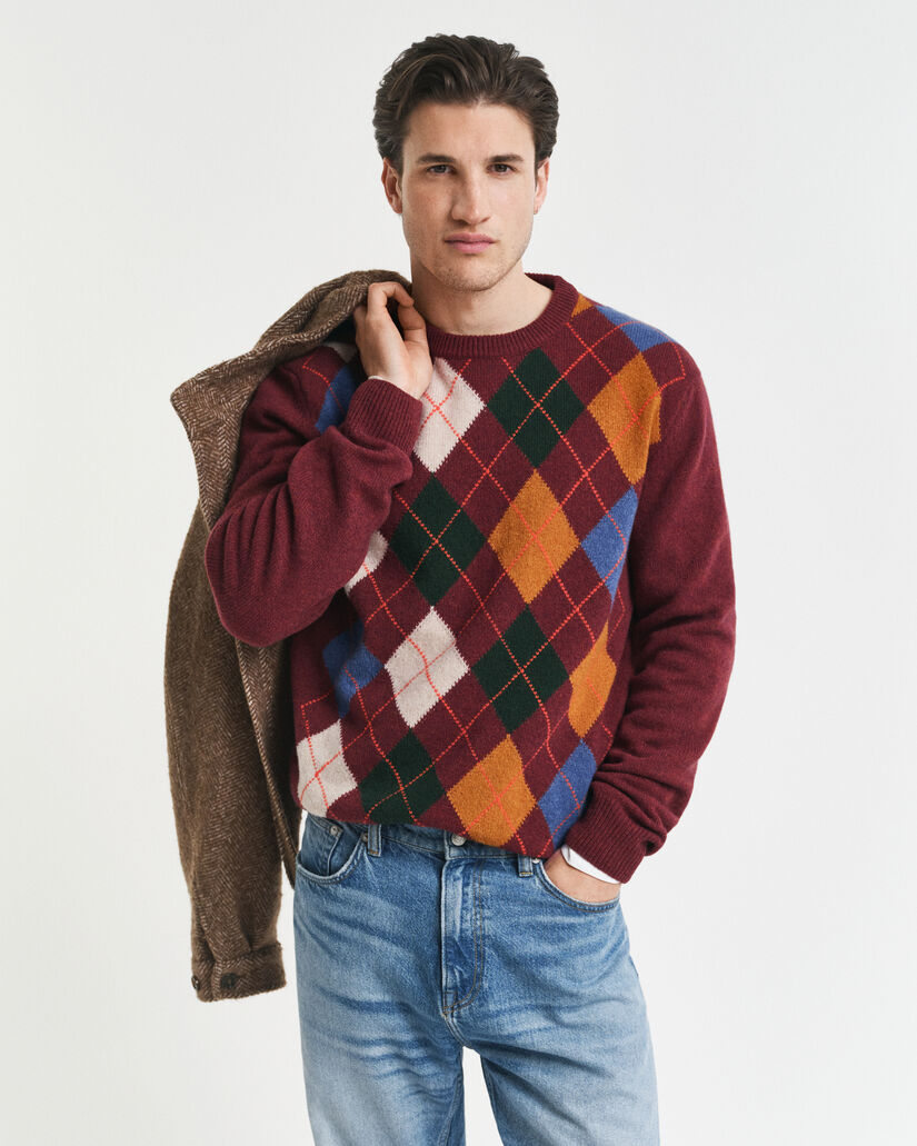 Argyle sweater med crewneck
