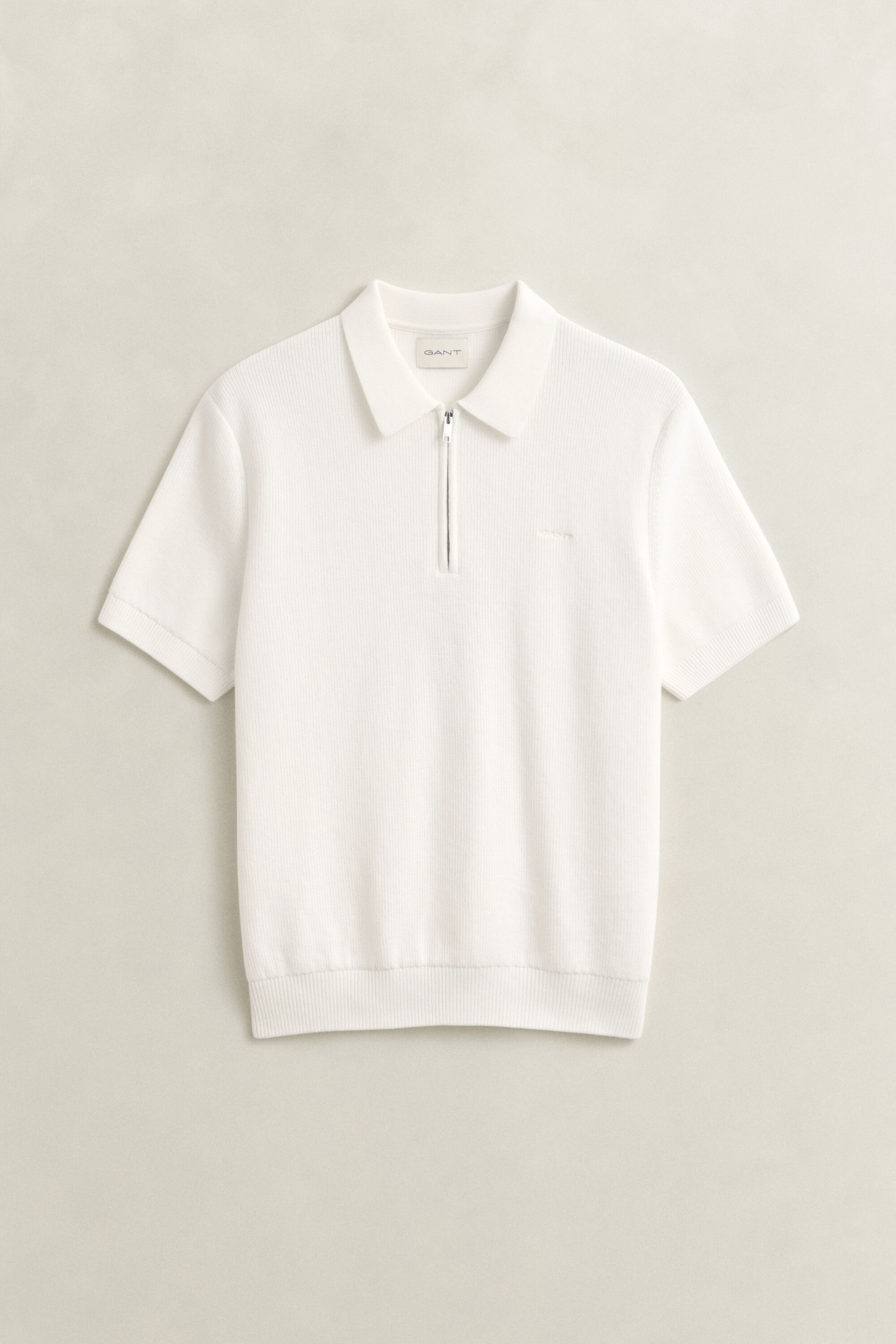 Ribstrikket polosweater i bomuld