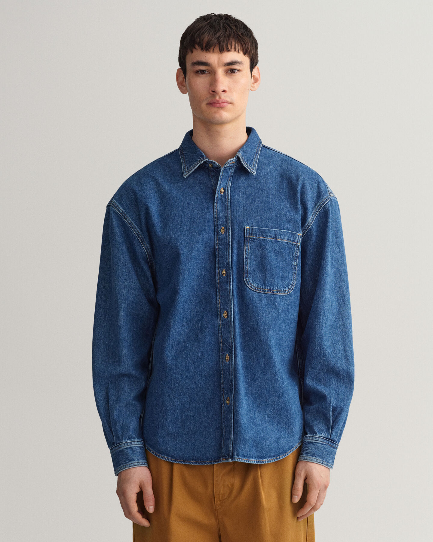 Oversized denimskjorte af twill