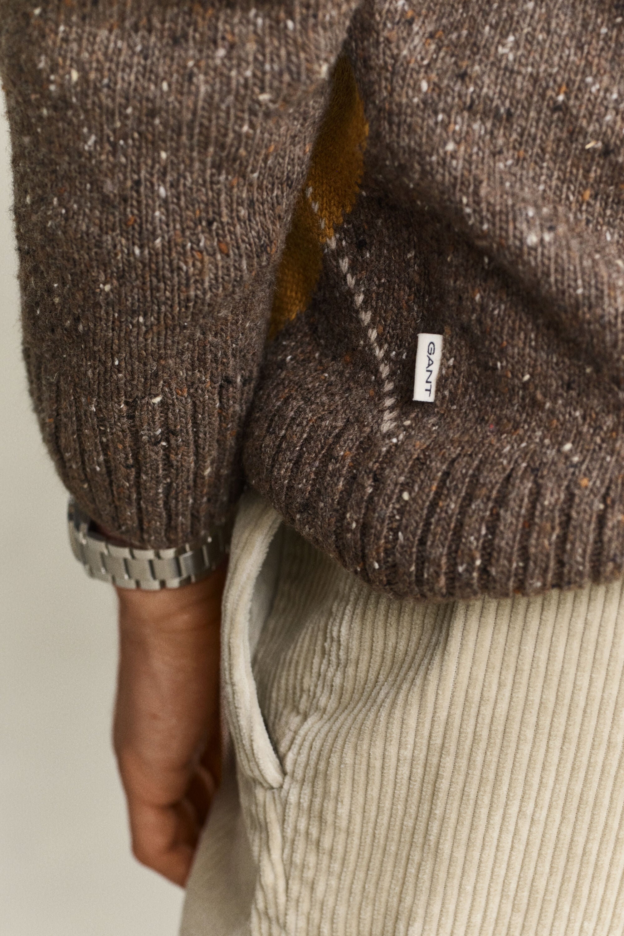 Crewneck sweater med argyle og nister