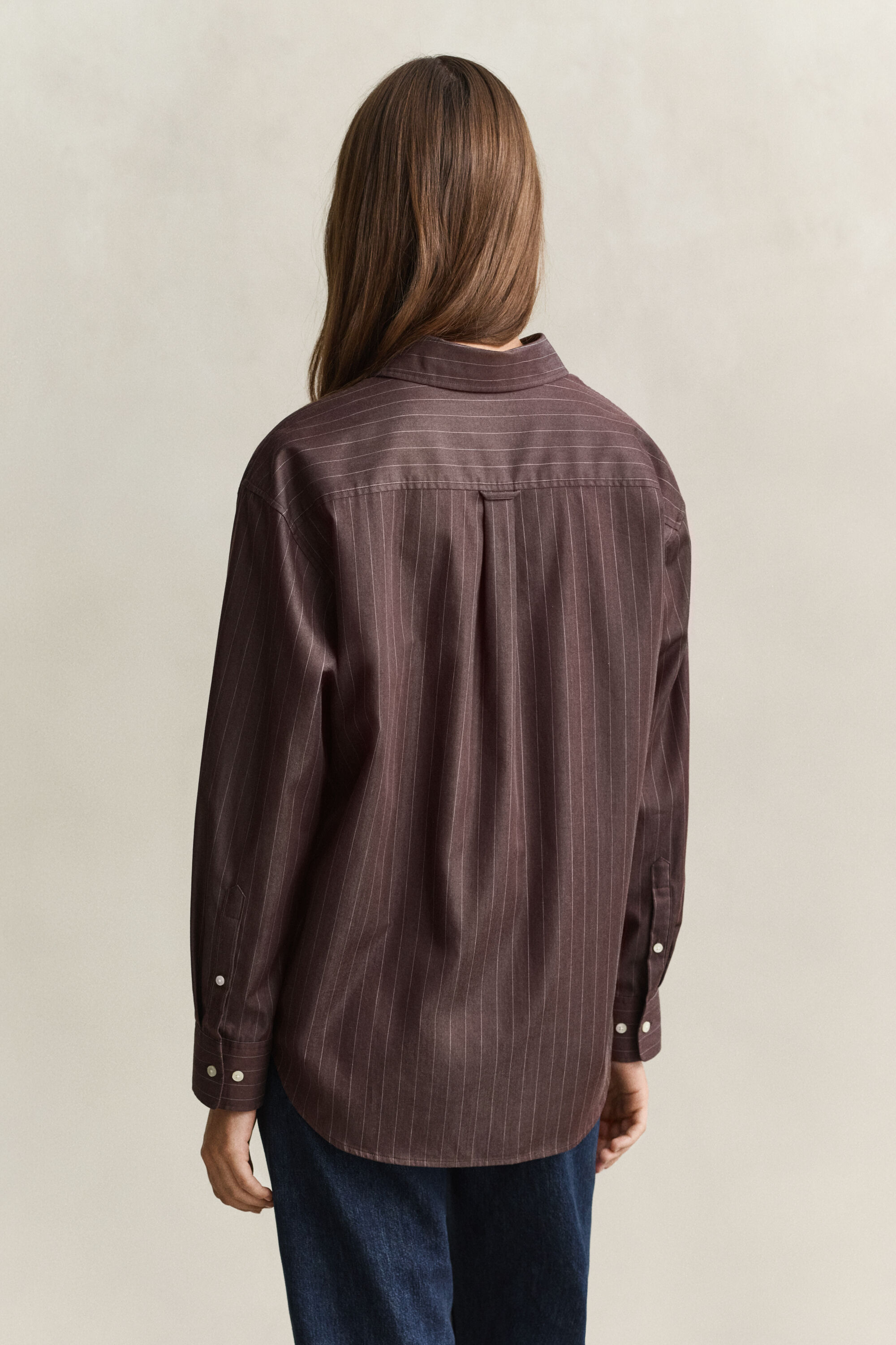 Relaxed poplin skjorte med striber