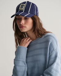 Tonal stribet crewneck sweater i bomuld