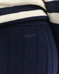 Bred ribstrikket nederdel af uld