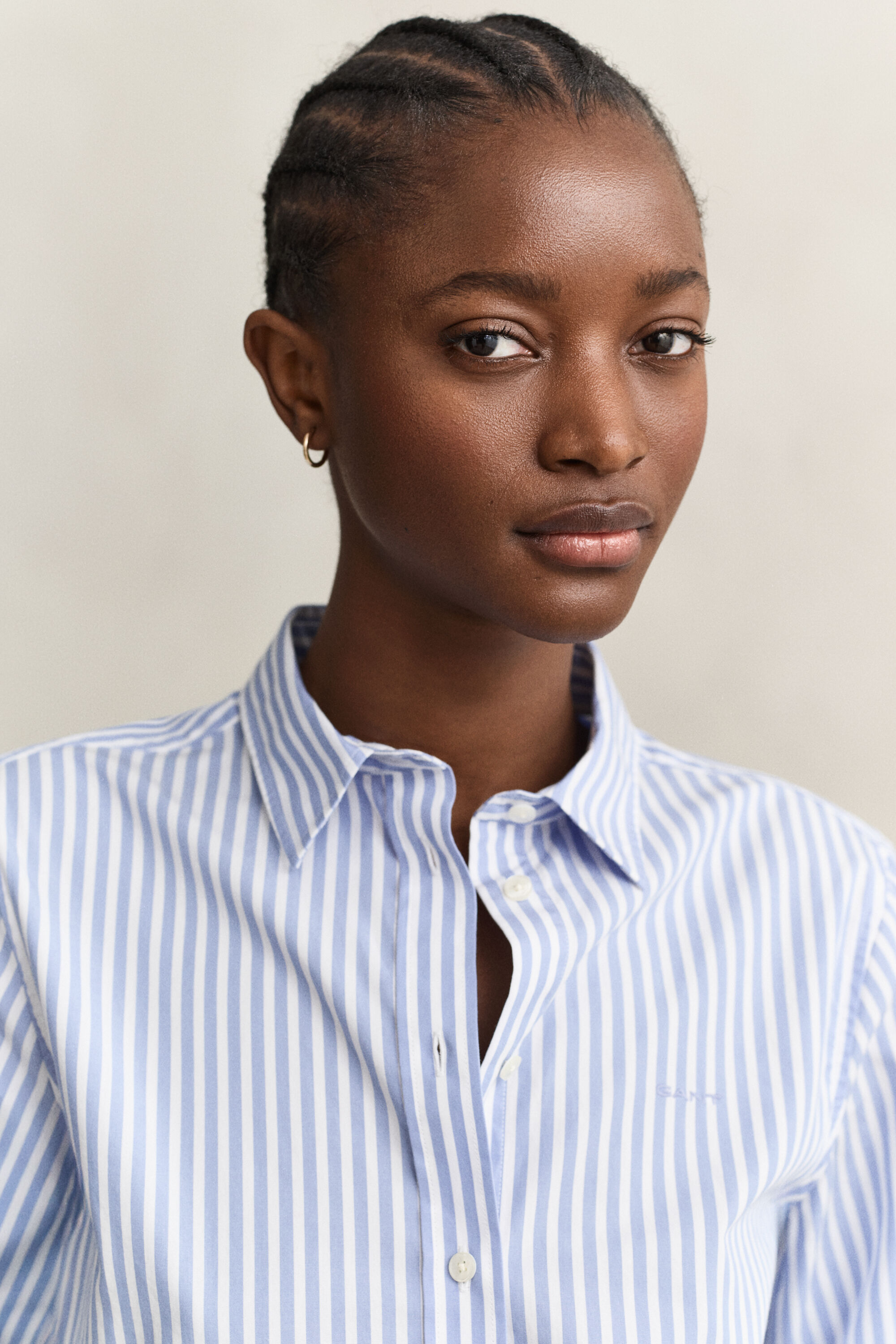Regular fit stribet klassisk poplin-skjorte