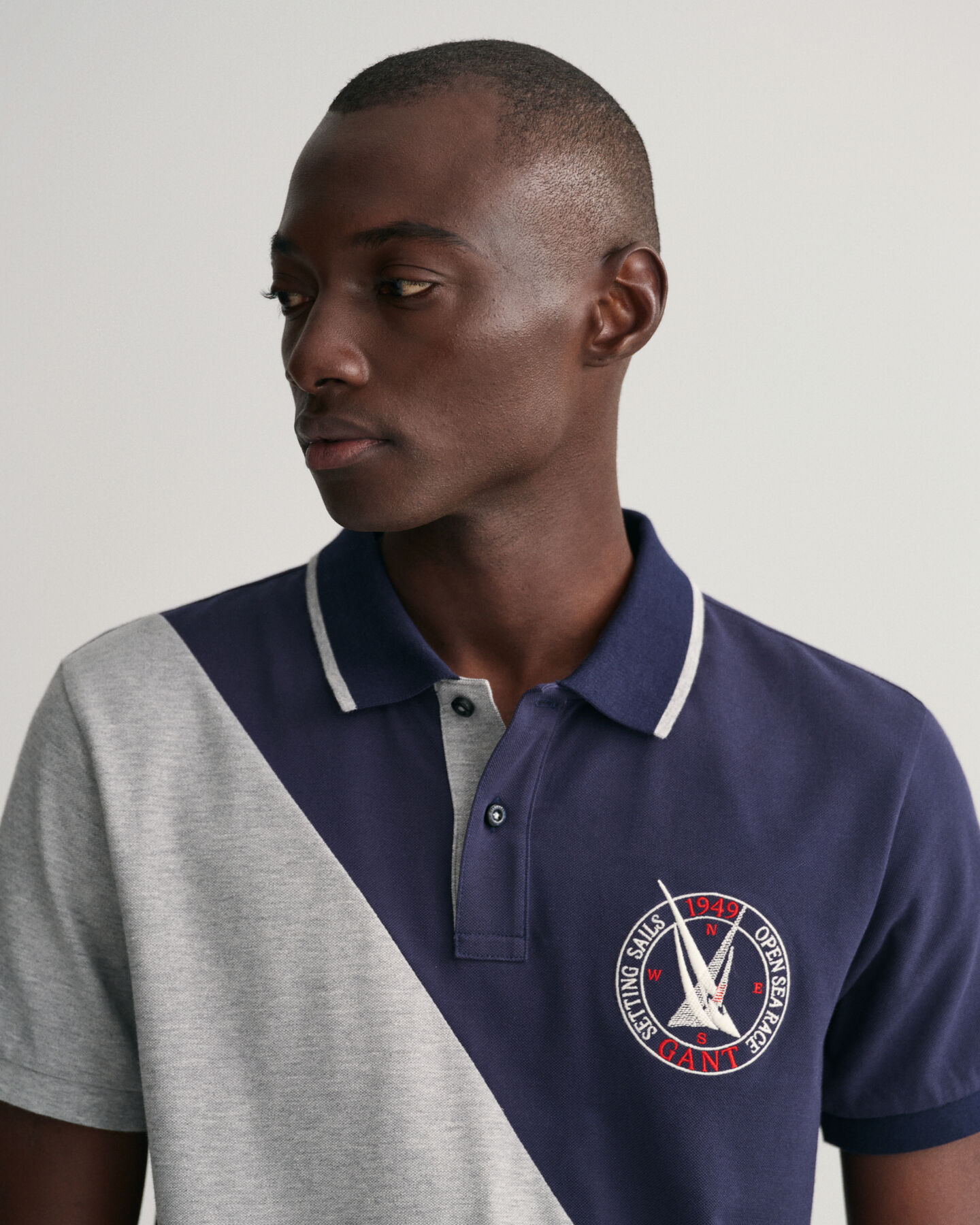 Sail Graphic piqu&eacute; poloskjorte med diagonale blokke