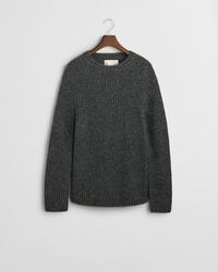 Ribstrikket sweater med crewneck i alpakauldblanding