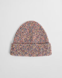 Ribstrikket flerfarvet beanie