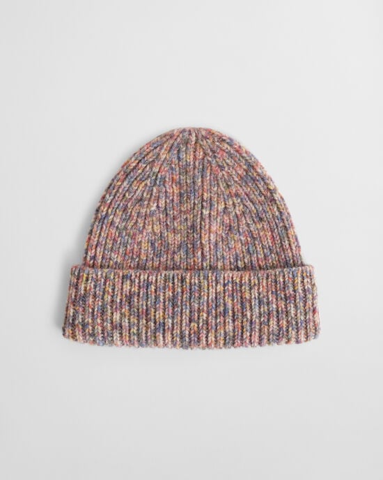 Ribstrikket flerfarvet beanie