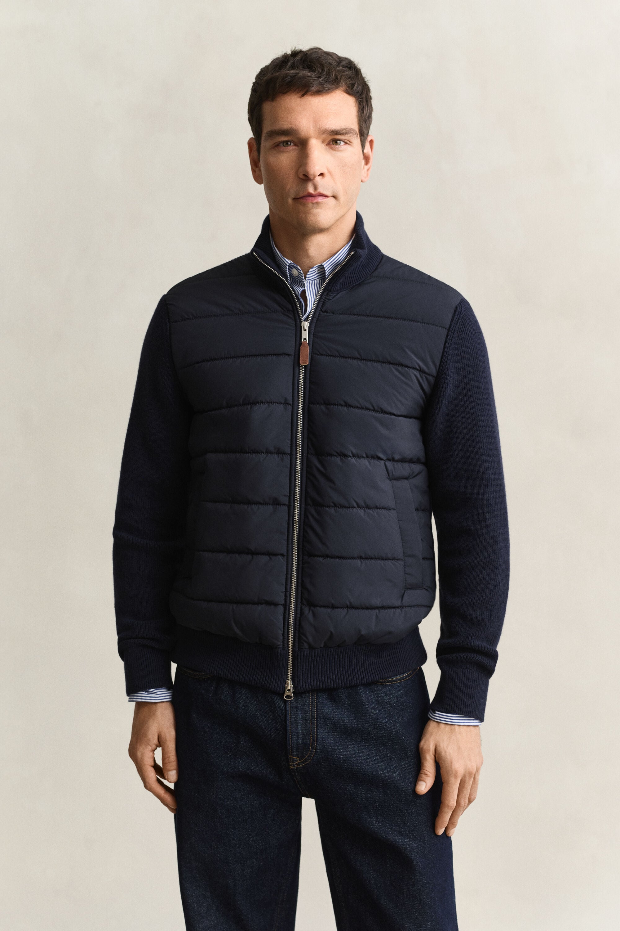 Hybrid cardigan med lynlås
