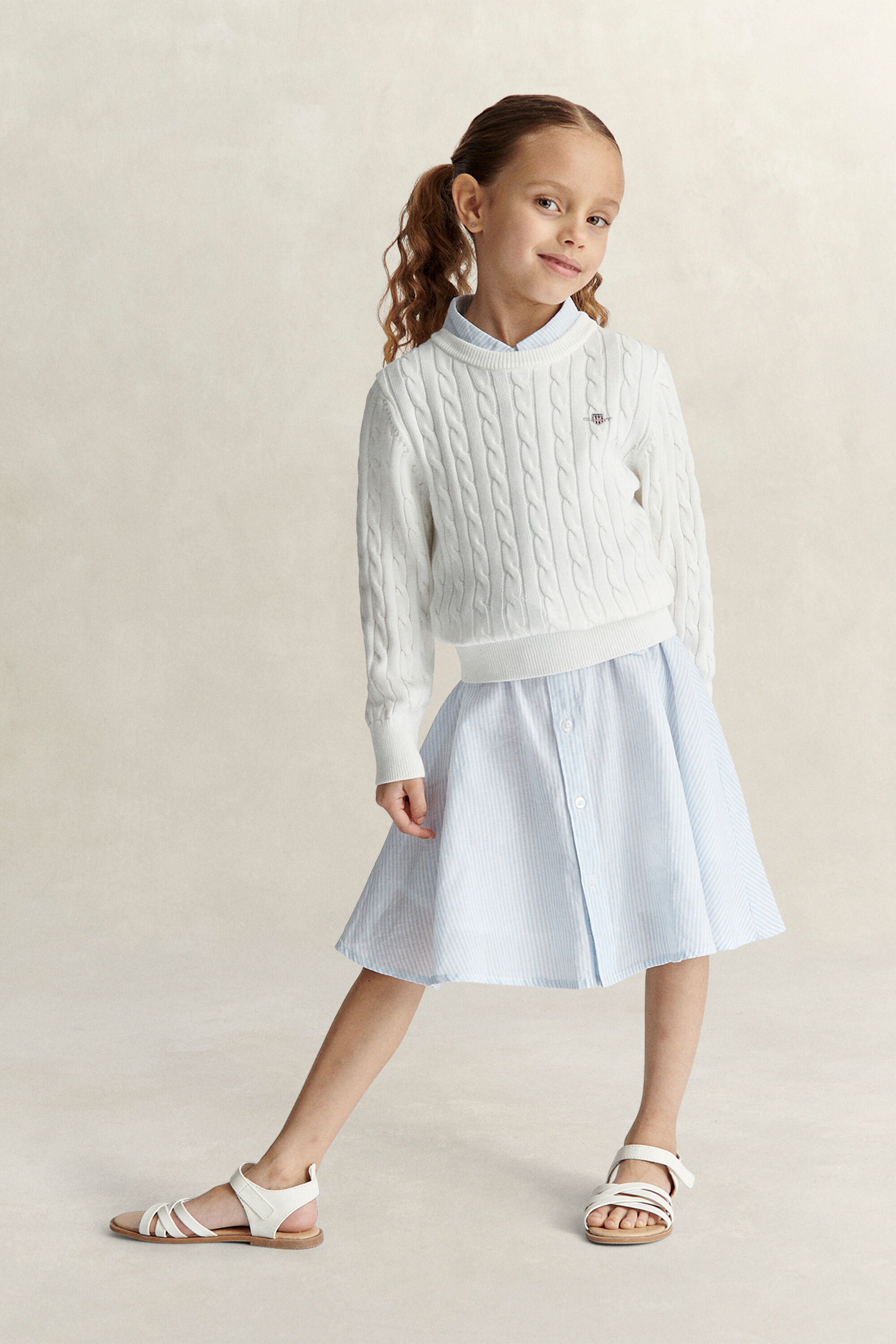Girls Shield kabelstrikket sweater
