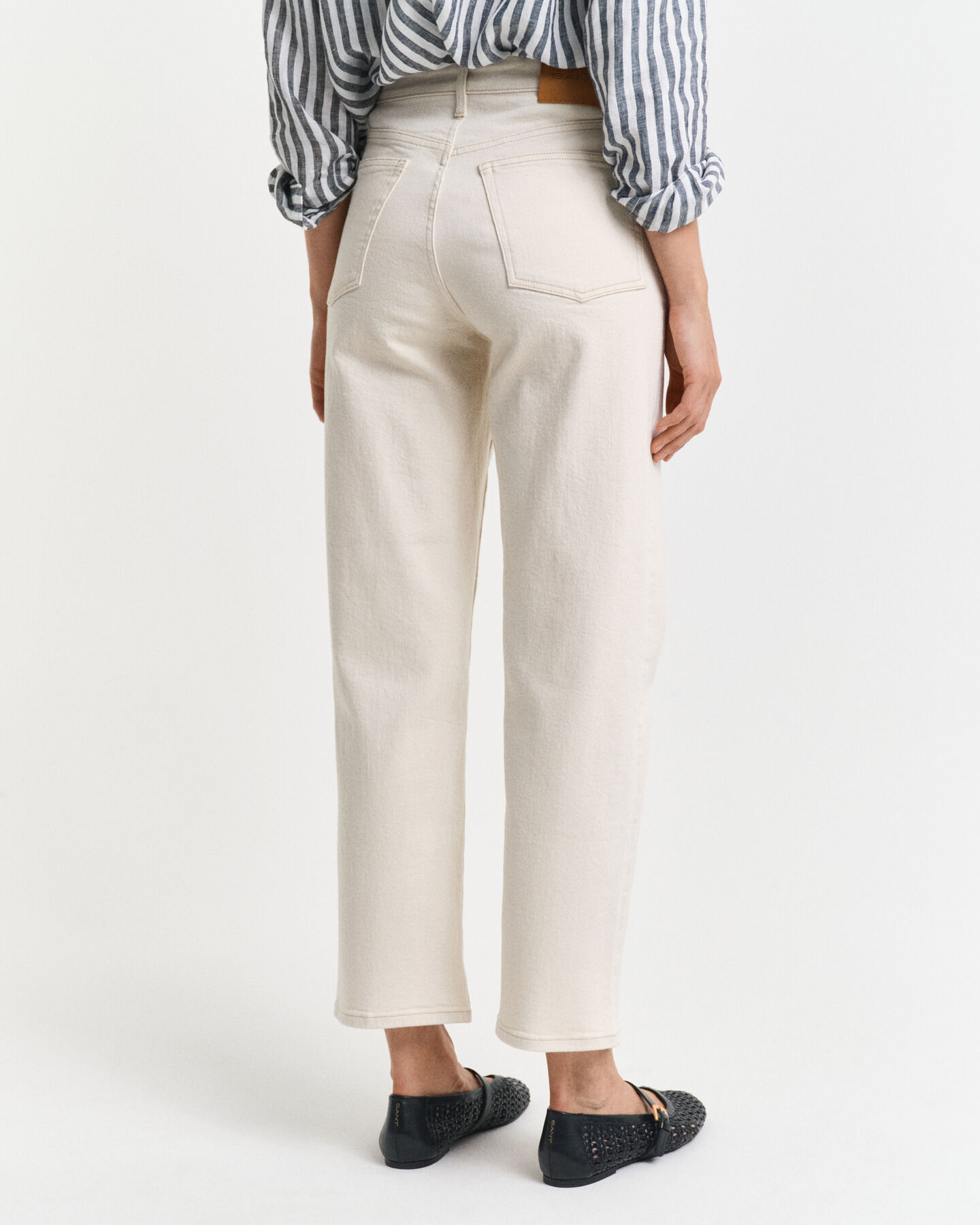 Ecru jeans med lige ben