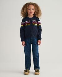 Girls cardigan med hjertestrik