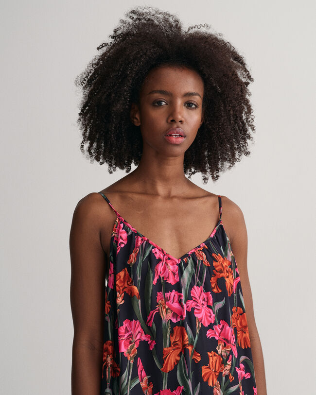 Maxi kjole med tynde stropper og tryk