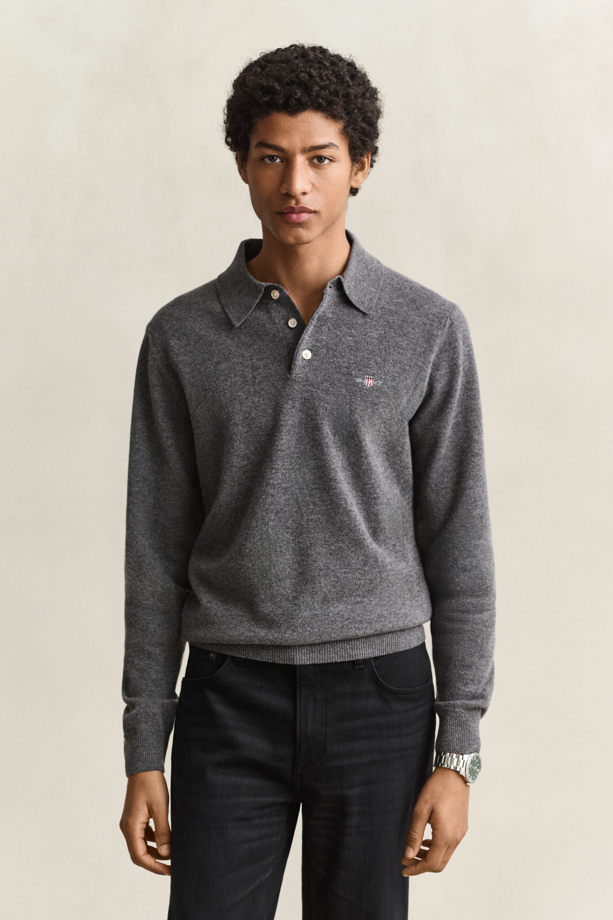 Polosweater af ekstra fin lammeuld