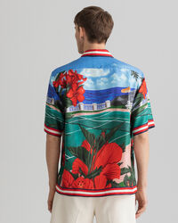 Relaxed fit Scenery silkeskjorte med korte ærmer