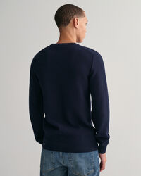 Mikro-tekstureret crewneck sweater af bomuld