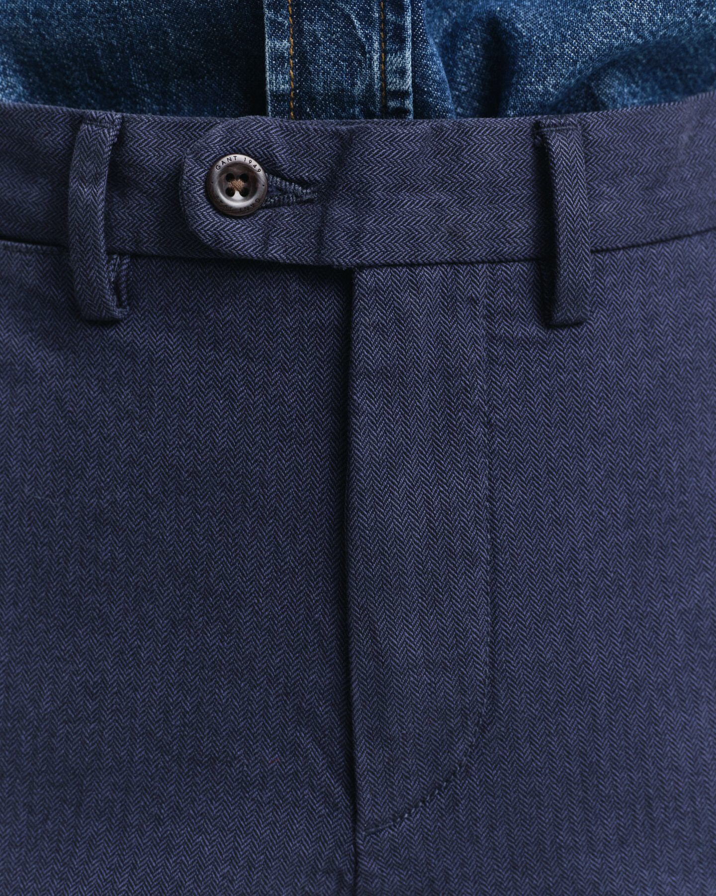 Slim fit bomuldsbukser med sildebensmønster