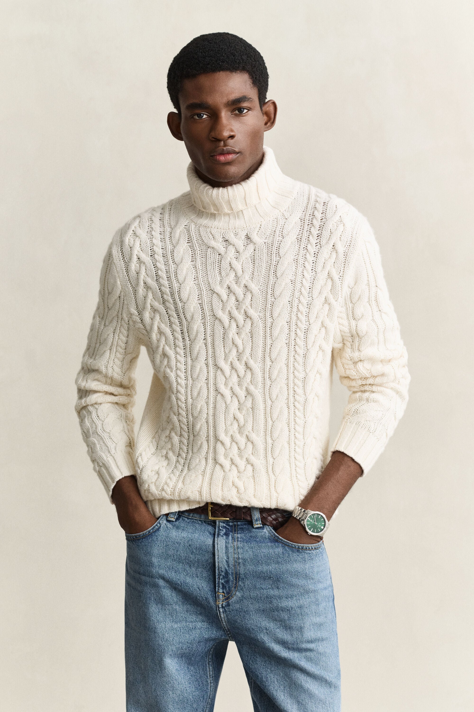 Sweater med rullekrave i uldblanding