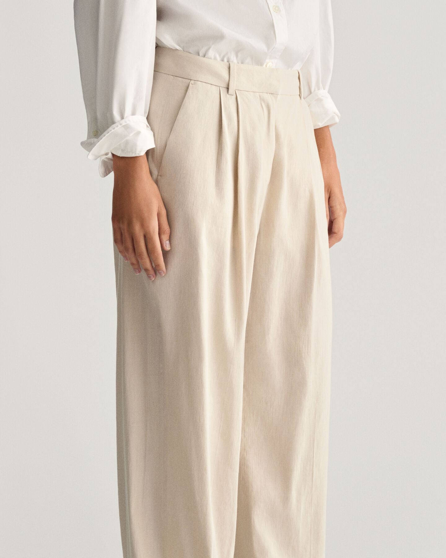 Relaxed fit skræddersyede hørbukser med stræk