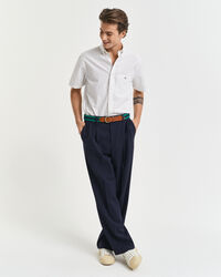 Regular fit skjorte med mikrotryk og korte &aelig;rmer