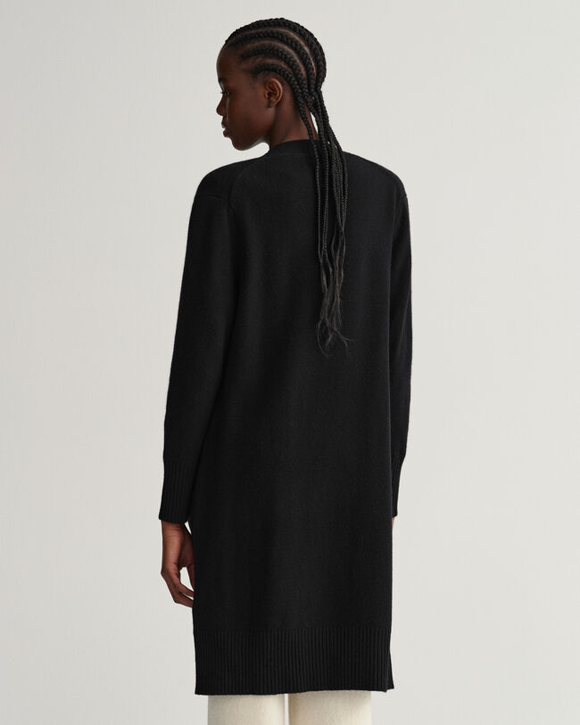 Lang cardigan af uld