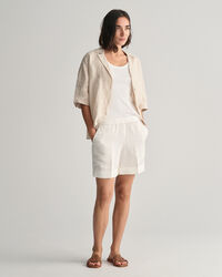 Relaxed fit pull-on shorts i hørblanding
