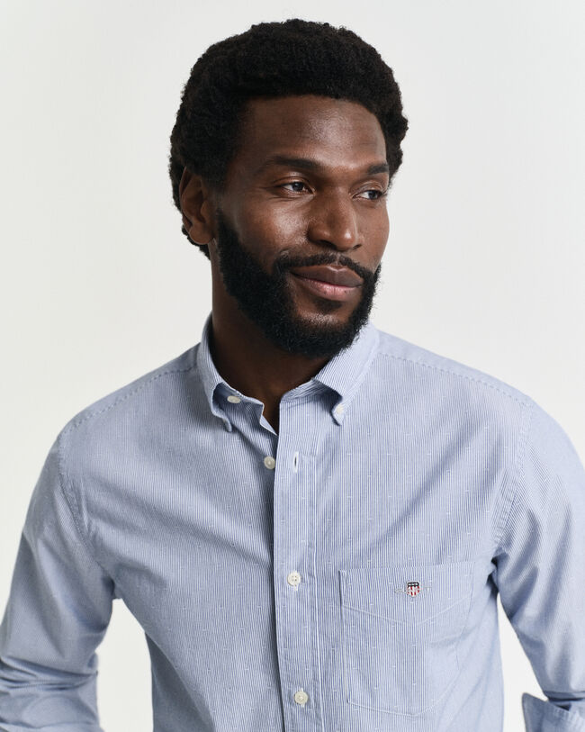 Regular fit stribet dobby-prikket skjorte